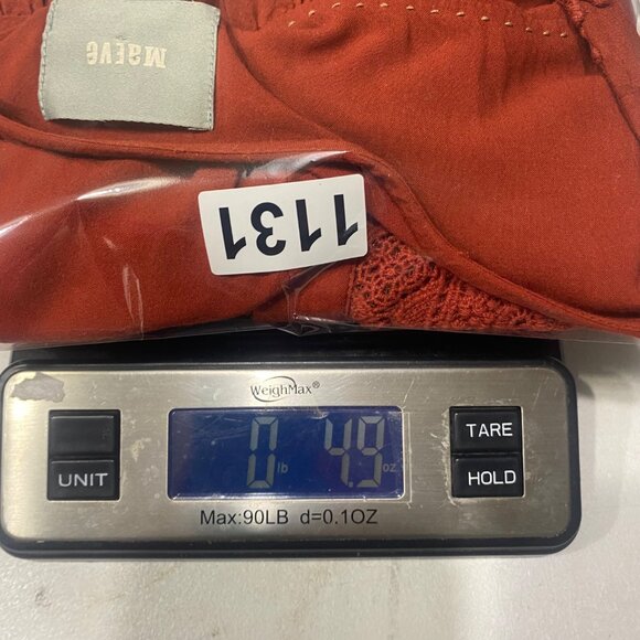 Maeve Anthropology Button Down Blouse Womens Size 6 Rust Red Lace Cotton Blend C - Picture 11 of 11